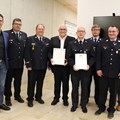 Ehrungen bei der Werkfeuerwehr des Bezirkskrankenhauses Günzburg: (v. l.) B. Englert, R. Maier, A. Müller, F. Munk, A. Frey-Ellenrieder, G. Beh, T. Hupfauer und  S. Brunhuber. - Foto: Georg Schalk