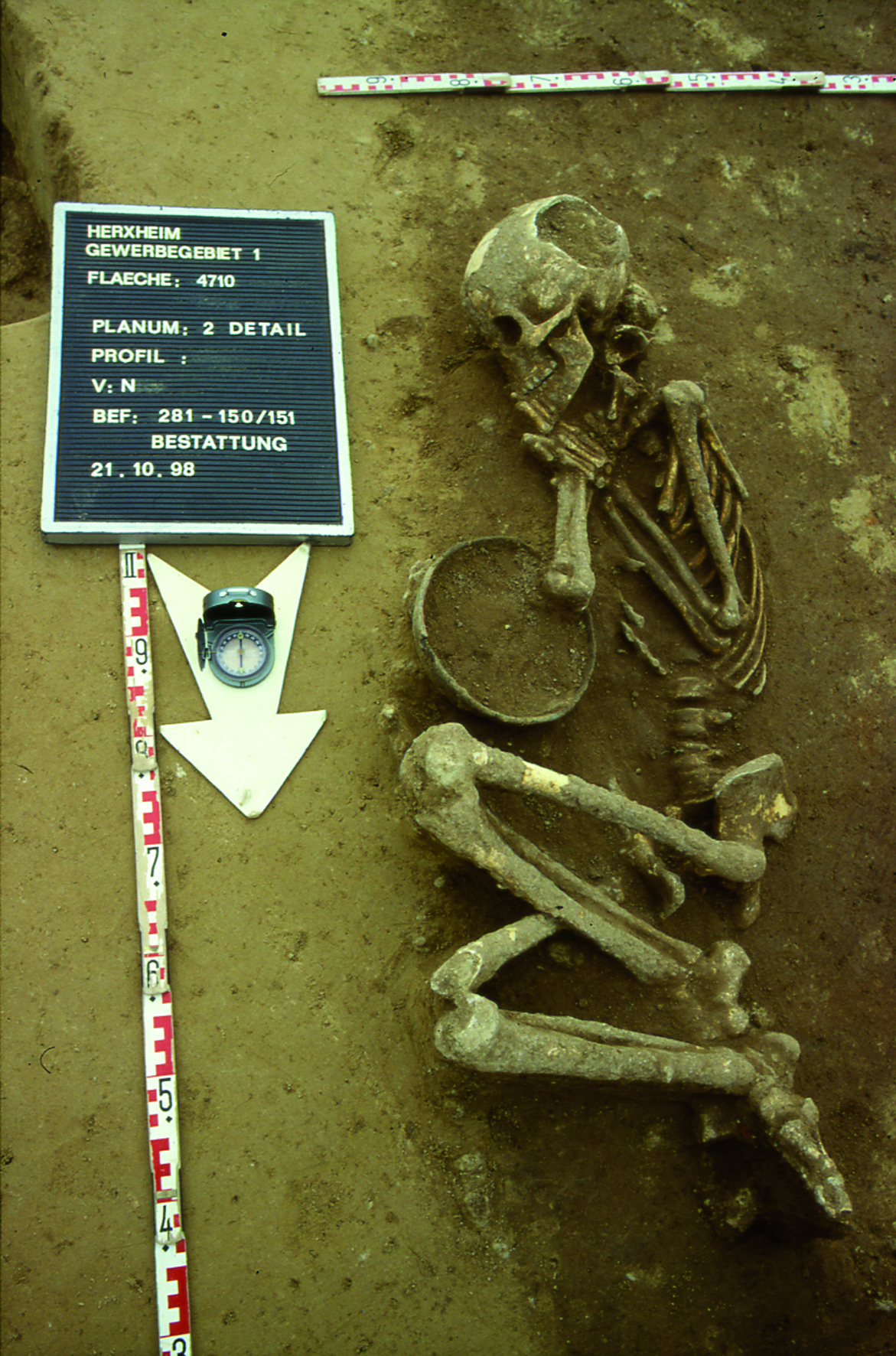 Hockerbestattung aus der frühneolithischen Siedlung von Herxheim, © GDKE, Landesarchäologie Speyer - Foto: Annemarie Häußer