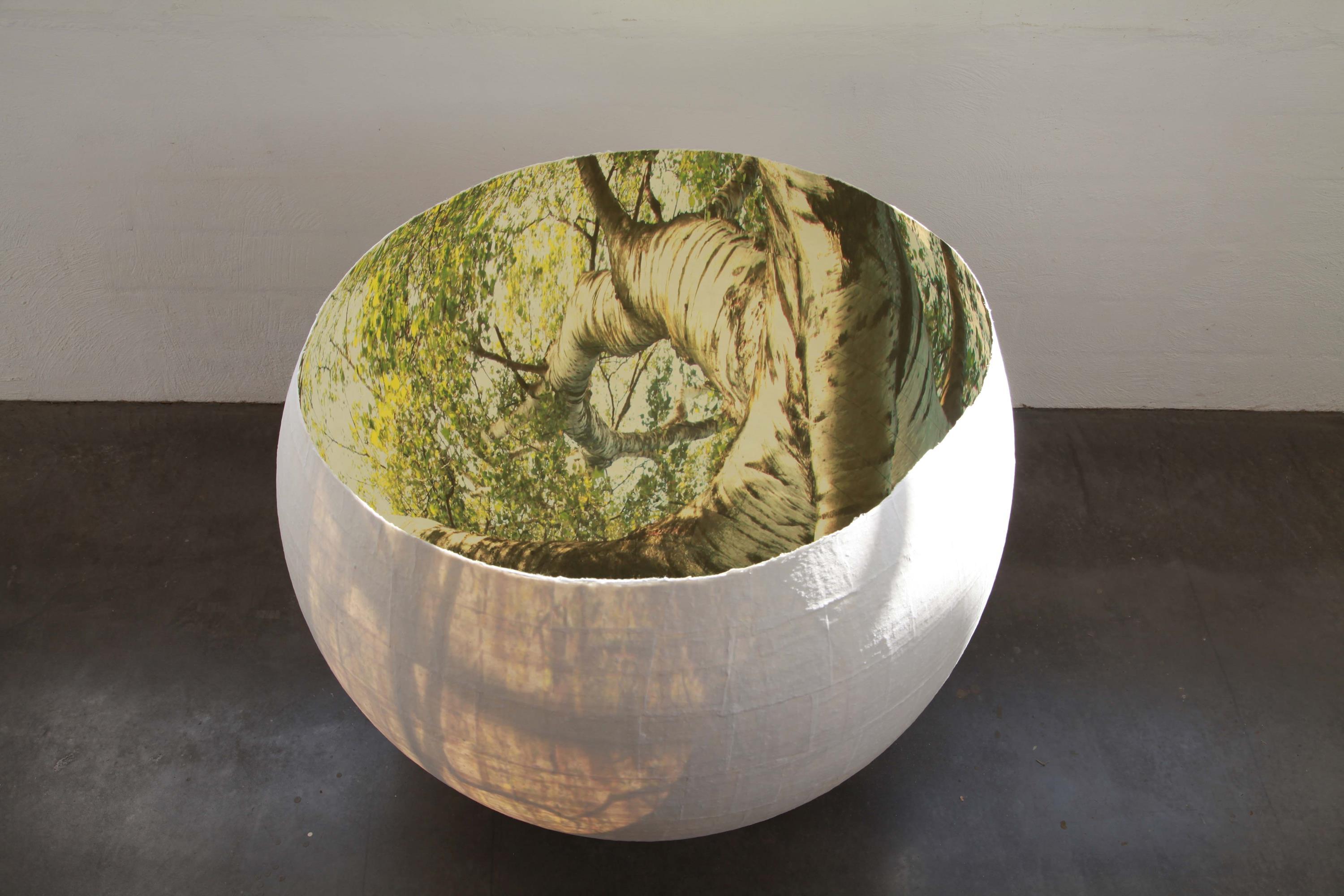 Andrea Viebach, Große Baumschale II, Abaká handgeschöpft u. Digitaldruck, 2013, Durchmesser 95 cm Bildnachweis: Andrea Viebach