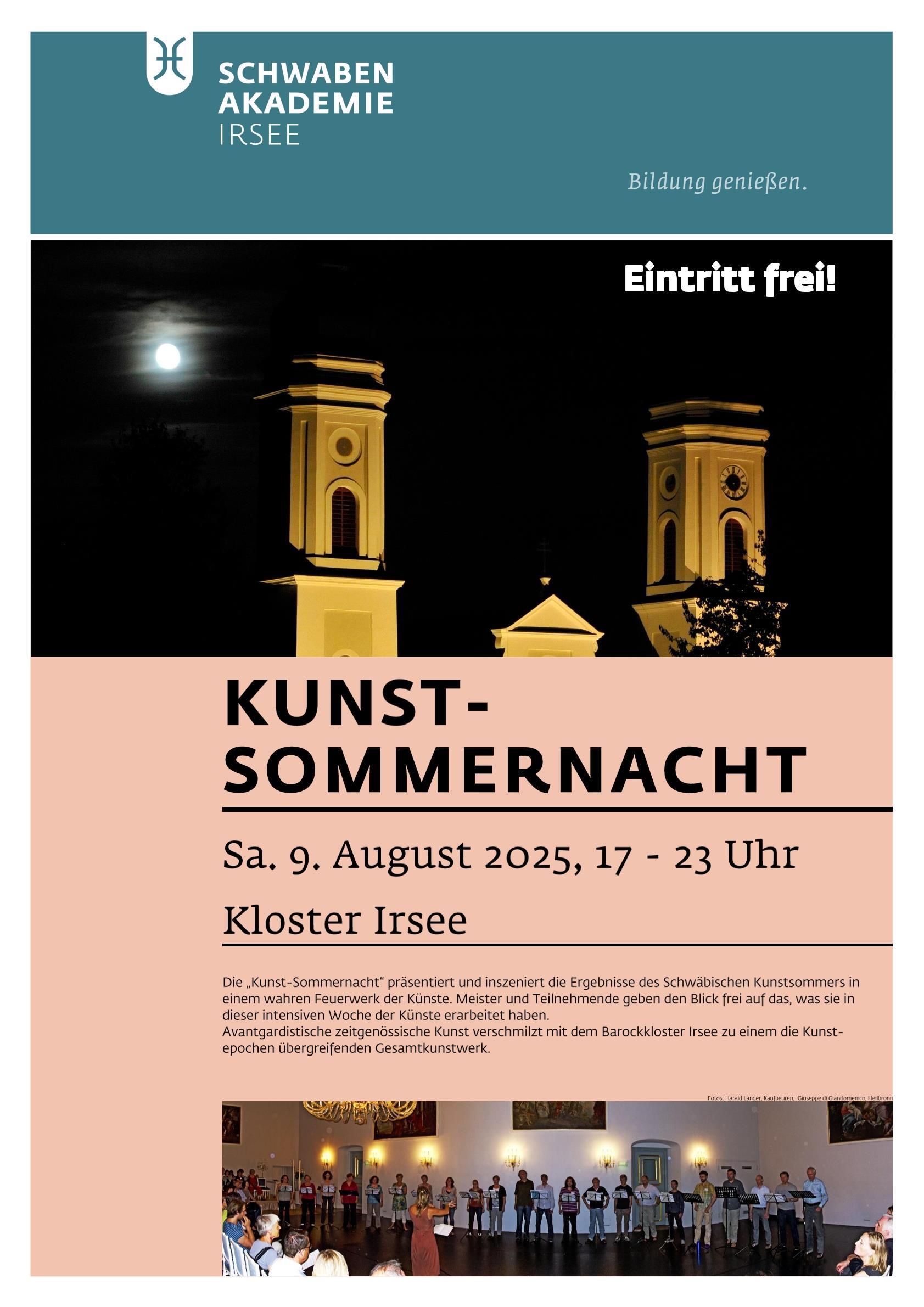 Plakat Kunstsommernacht Fotos: Harald Langner Kaufbeuren/Giuseppe di Giandomenico Heilbronn © Schwabenakademie Irsee