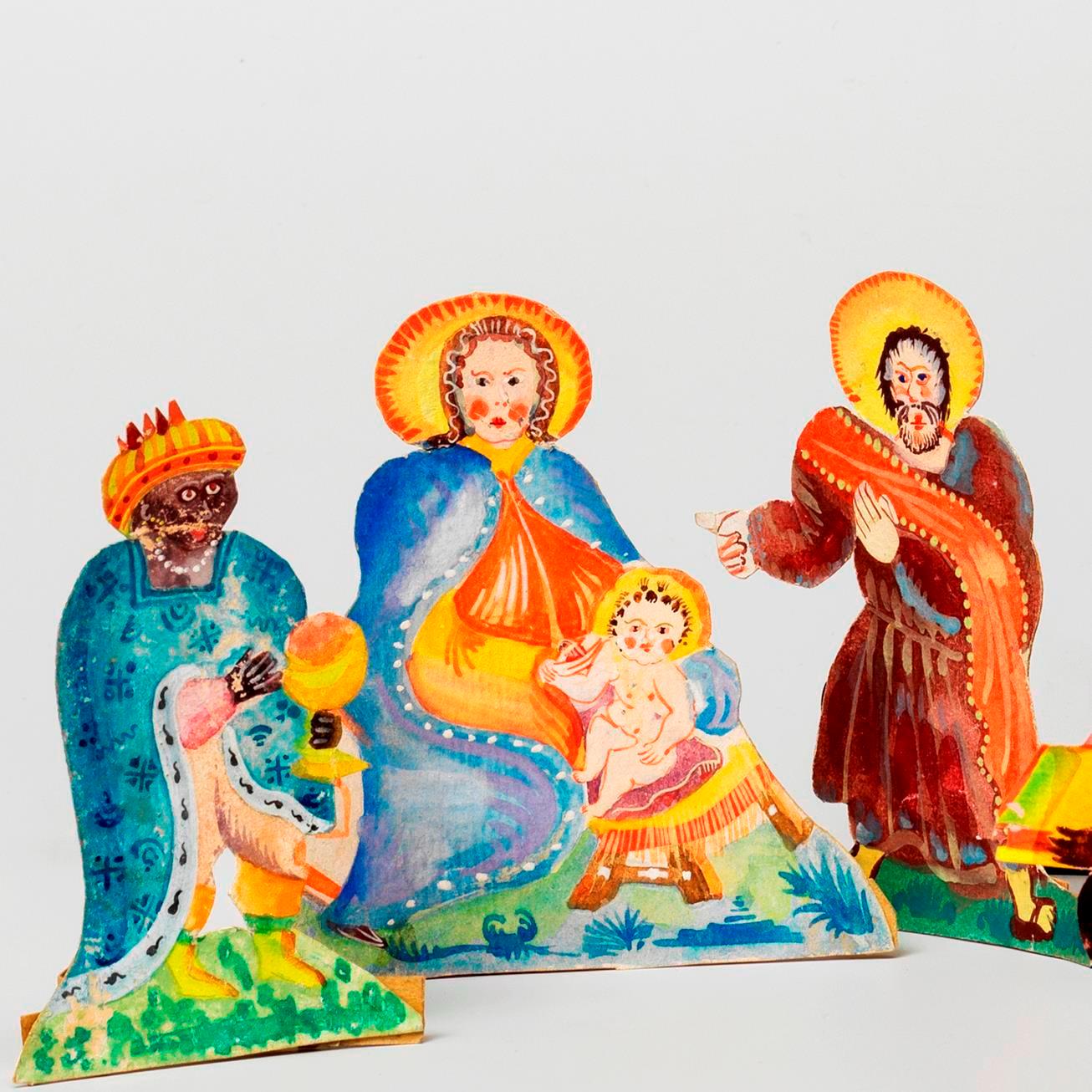 Heilige Familie als bunte Papierkrippe