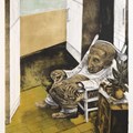 Klaus Schröter, Alter Mann im Altersheim, Zinklithographie 4-farbig, Ex. 10/12, 1990, 84x70 - Foto: Andreas Brücklmair VG Bild-Kunst, Bonn 2025