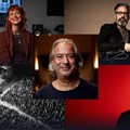 Die Neuzugänge auf der Online-Plattform ZeixDir! der Fachstelle Pop des Bezirks Schwaben: Jennifer Weist (l. o.), Uwe Bossert, (r. o.), Peter Schmidt (m), Magnus Textor (r. u.) und Maik Strübe (live, l. u.)