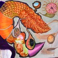 Garnele, 2026, Öl- und Acrylfarbe auf Baumwolle, 200x220 cm - Foto: Valentin Wedde