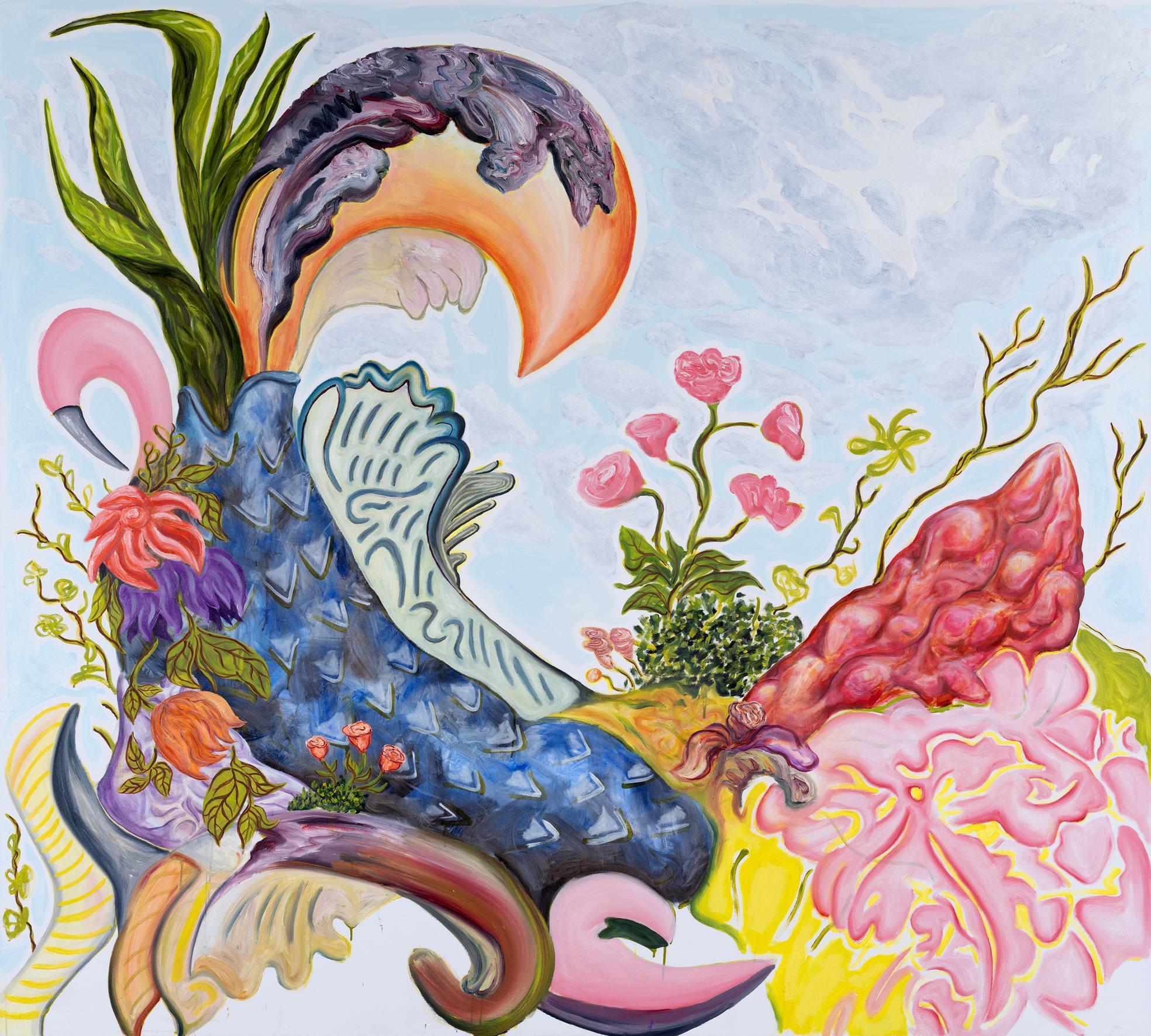 Rocaille, 2026, Öl- und Acrylfarbe auf Baumwolle, 200x220 cm - Foto: Valentin Wedde