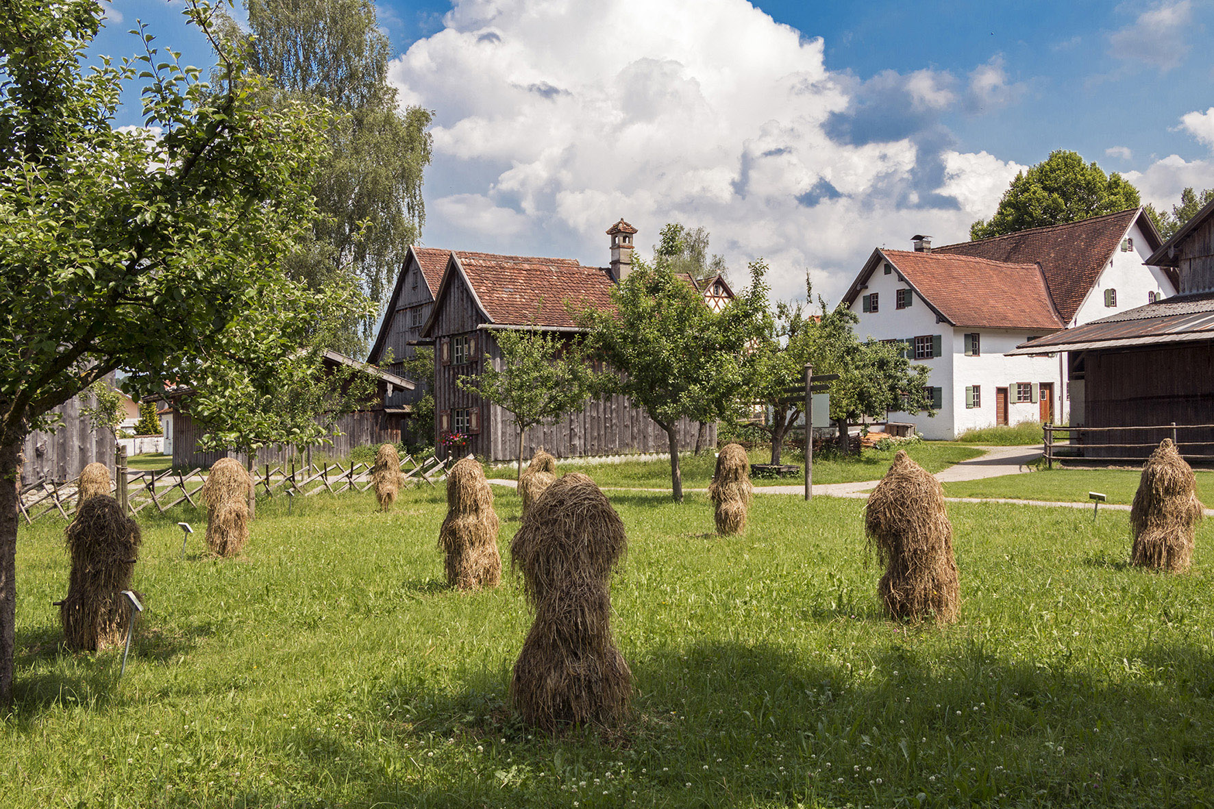 Einst ein weit verbreitetes Bild in ganz Schwaben: Heu wird auf sogenannten Heinzen getrocknet.