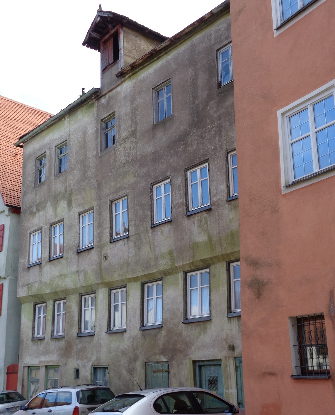 Nördlingen, Hintere Fassade Hafenmarkt, Vorzustand 2014