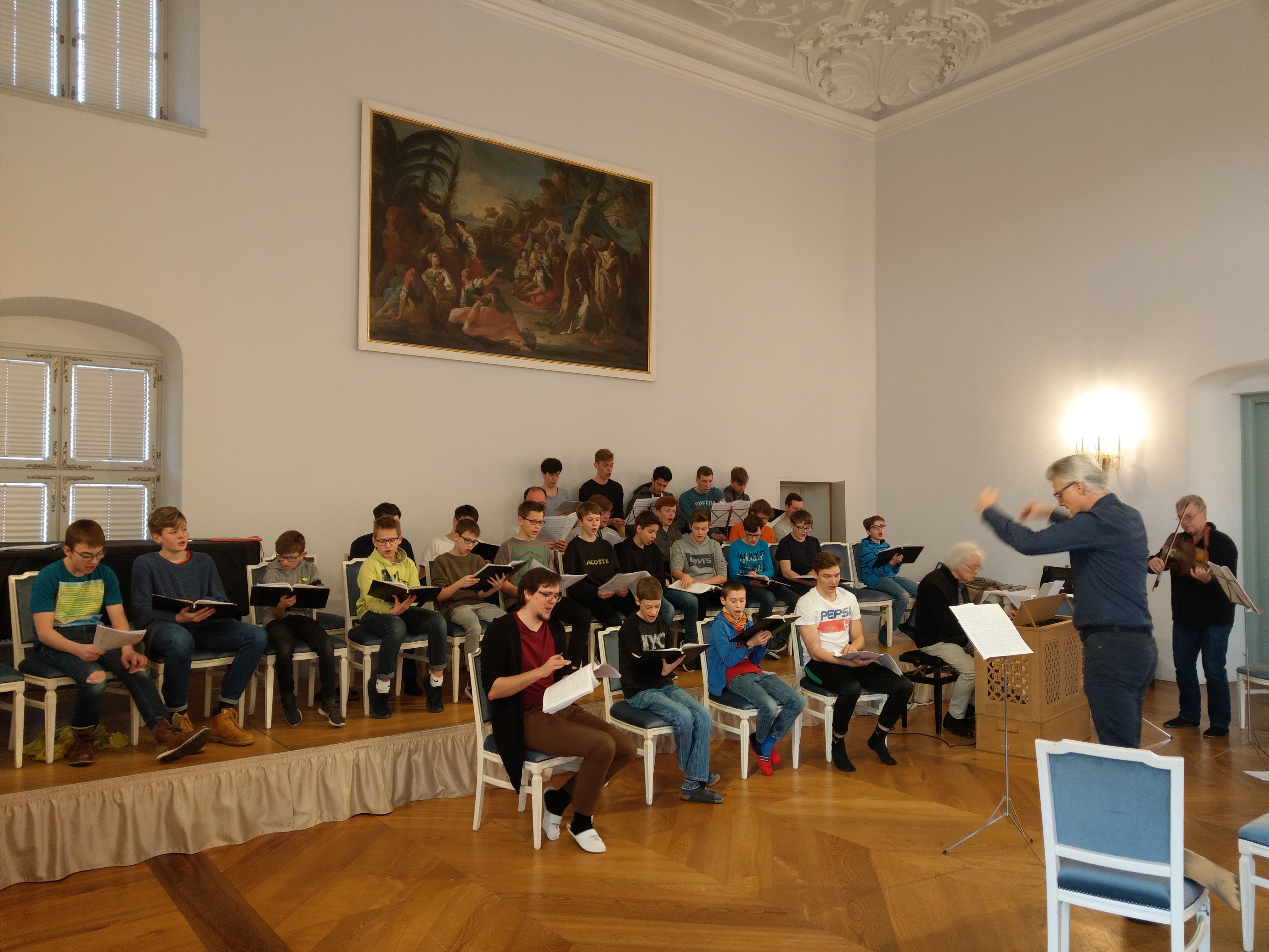 „Nimm auch meine Zähren an“ - Proben im Festsaal von Kloster Irsee  für neue Meinrad Spieß–CD laufen auf Hochtouren