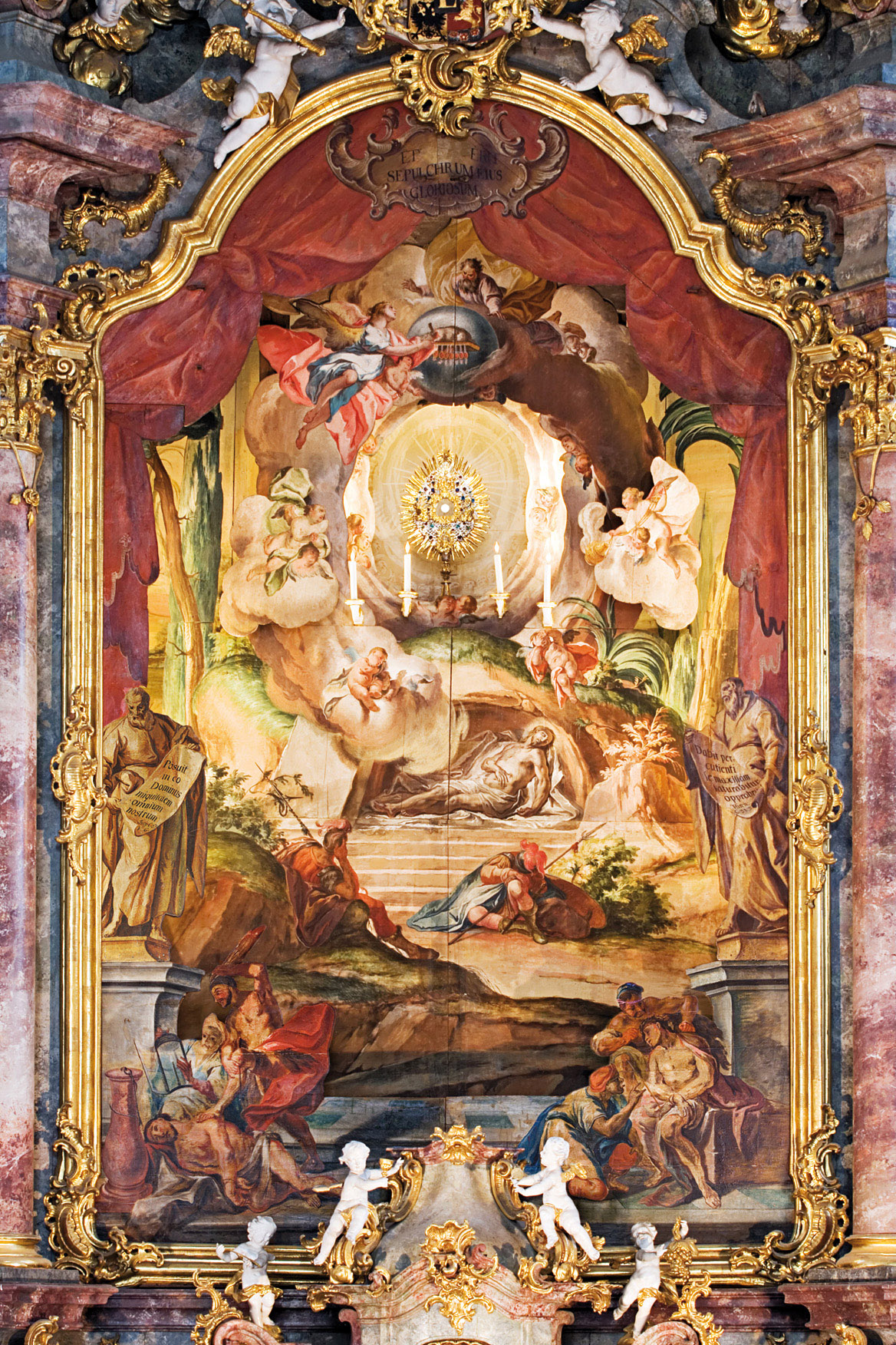 Passionssingen in der Pfarrkirche Edelstetten unter dem Heiligen Grab