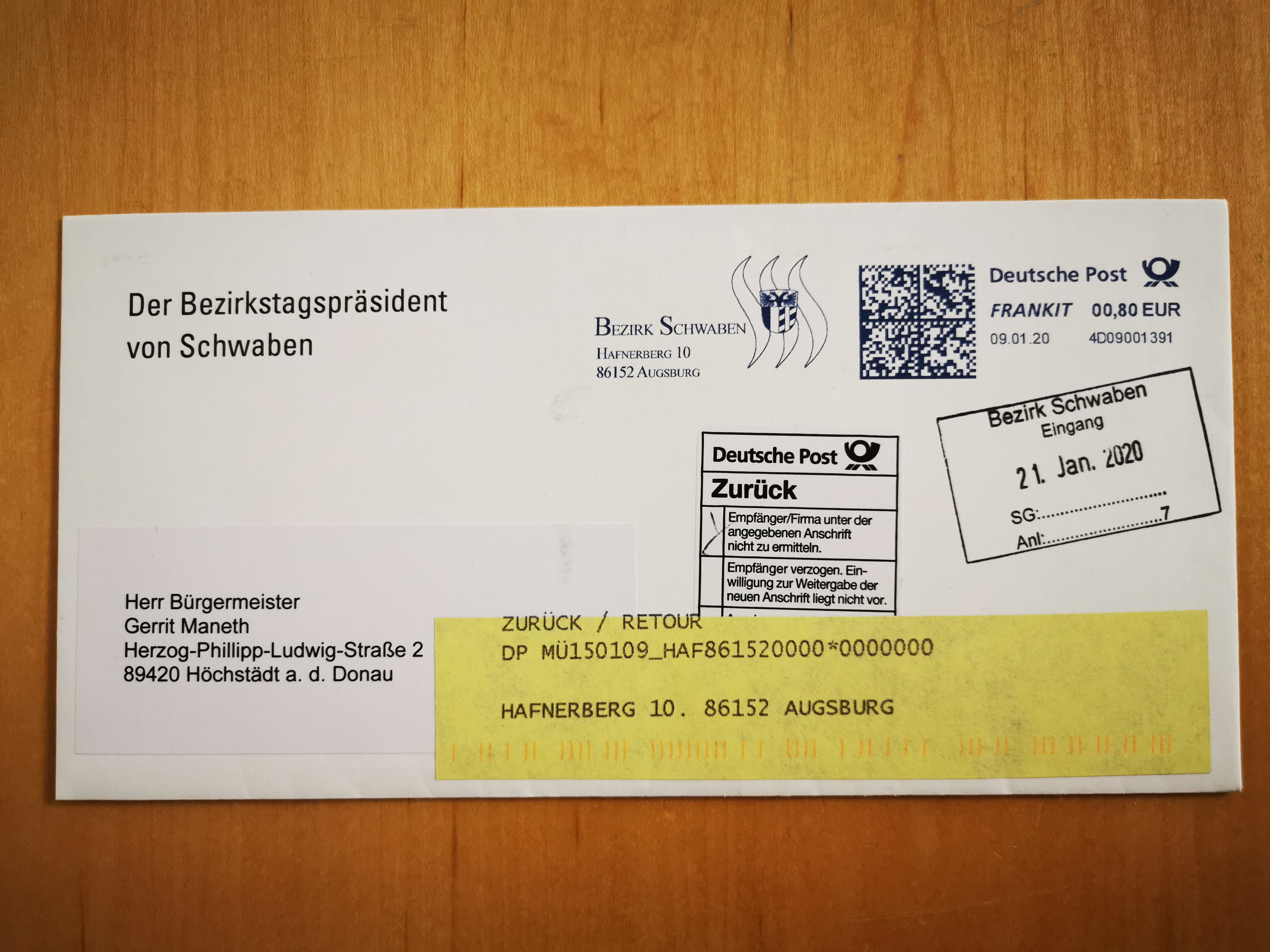 Verschollen geglaubter Brief wieder aufgetaucht. - Es fehlten nur 74 Meter.