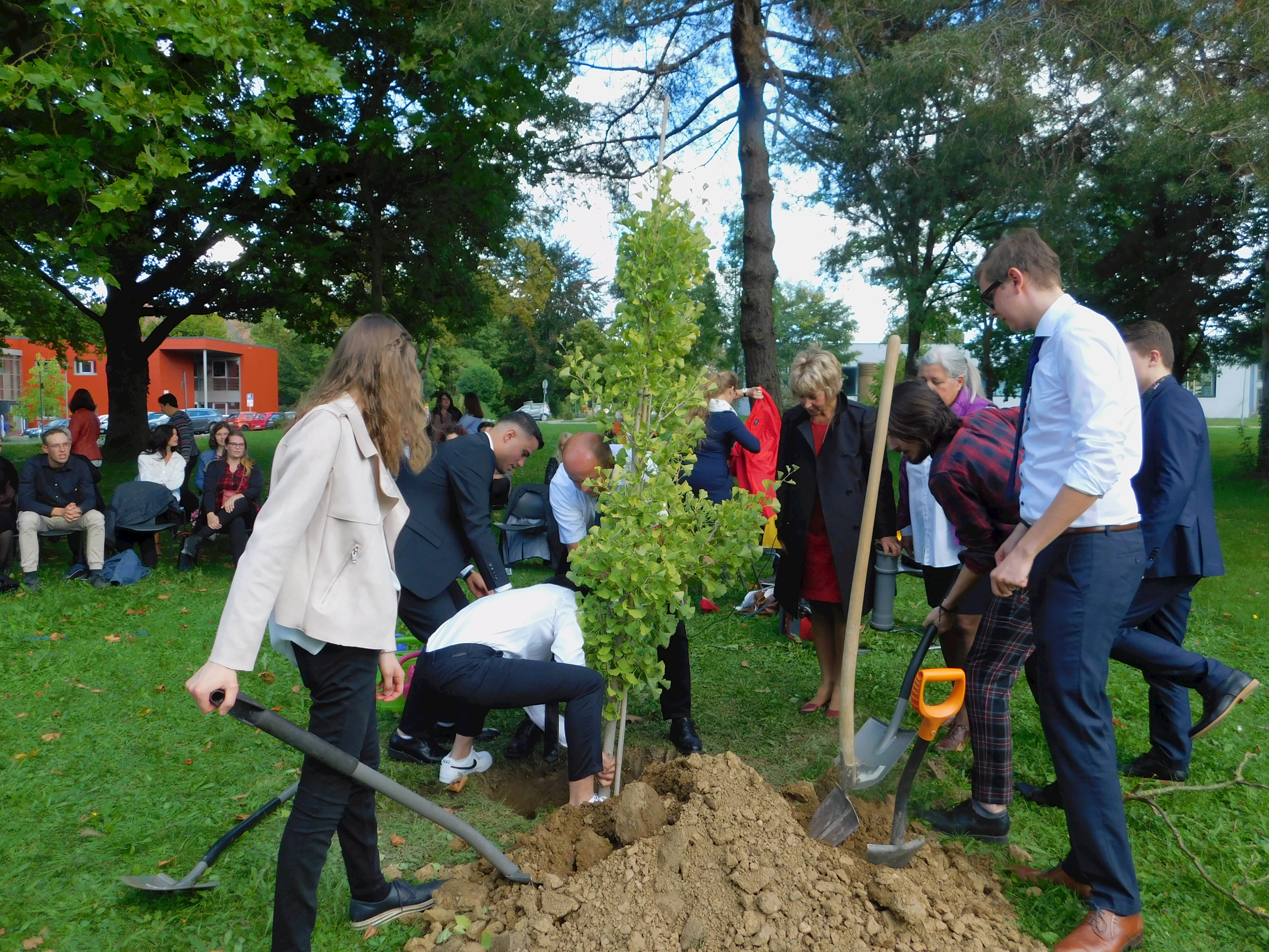 BKH Günzburg: Zum Abschluss pflanzen Pflegeschüler einen Baum