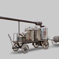 Transportwagen mit drei Dämpffässern
